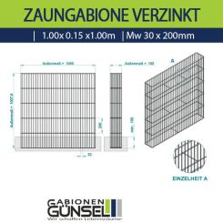 Zaungabione Verzinkt 1,00 x 0,15 x 1,00 