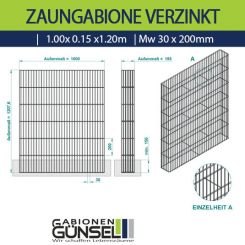 Zaungabione Verzinkt 1,00 x 0,15 x 1,20 