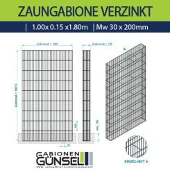 Zaungabione Verzinkt 1,00 x 0,15 x 1,80 