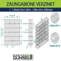 Zaungabione Verzinkt 1,00 x 0,25 x 1,40 