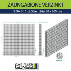 Zaungabione Verzinkt 2,00 x 0,15 x 2,00 